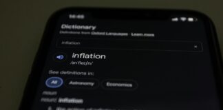inflation word on smartphone touchscreen