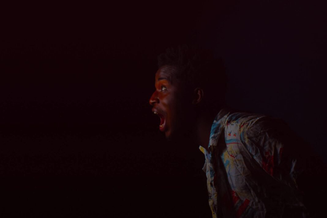 man with mouth open