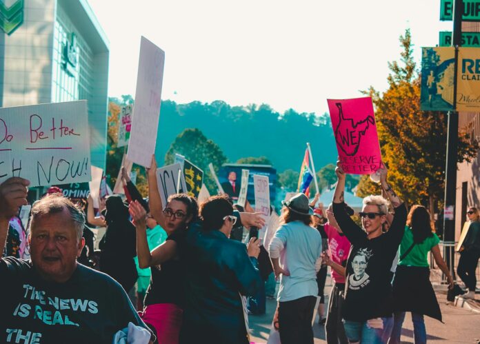 people on a rally