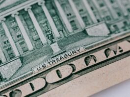 dollar banknote on white table